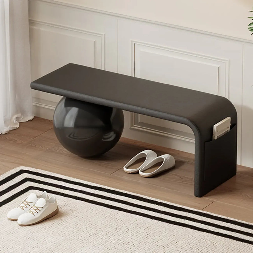 Banc décoratif carré en bois et cuir avec coussins