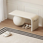 Banc décoratif carré en bois et cuir avec coussins