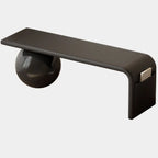 Banc décoratif carré en bois et cuir avec coussins