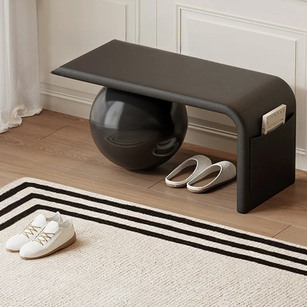 Banc décoratif carré en bois et cuir avec coussins