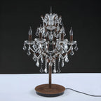 Luxueuse lampe de table en cristal doré à 6 lumières, style chandelier.