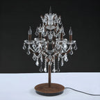Luxueuse lampe de table en cristal doré à 6 lumières, style chandelier.
