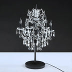 Luxueuse lampe de table en cristal doré à 6 lumières, style chandelier.