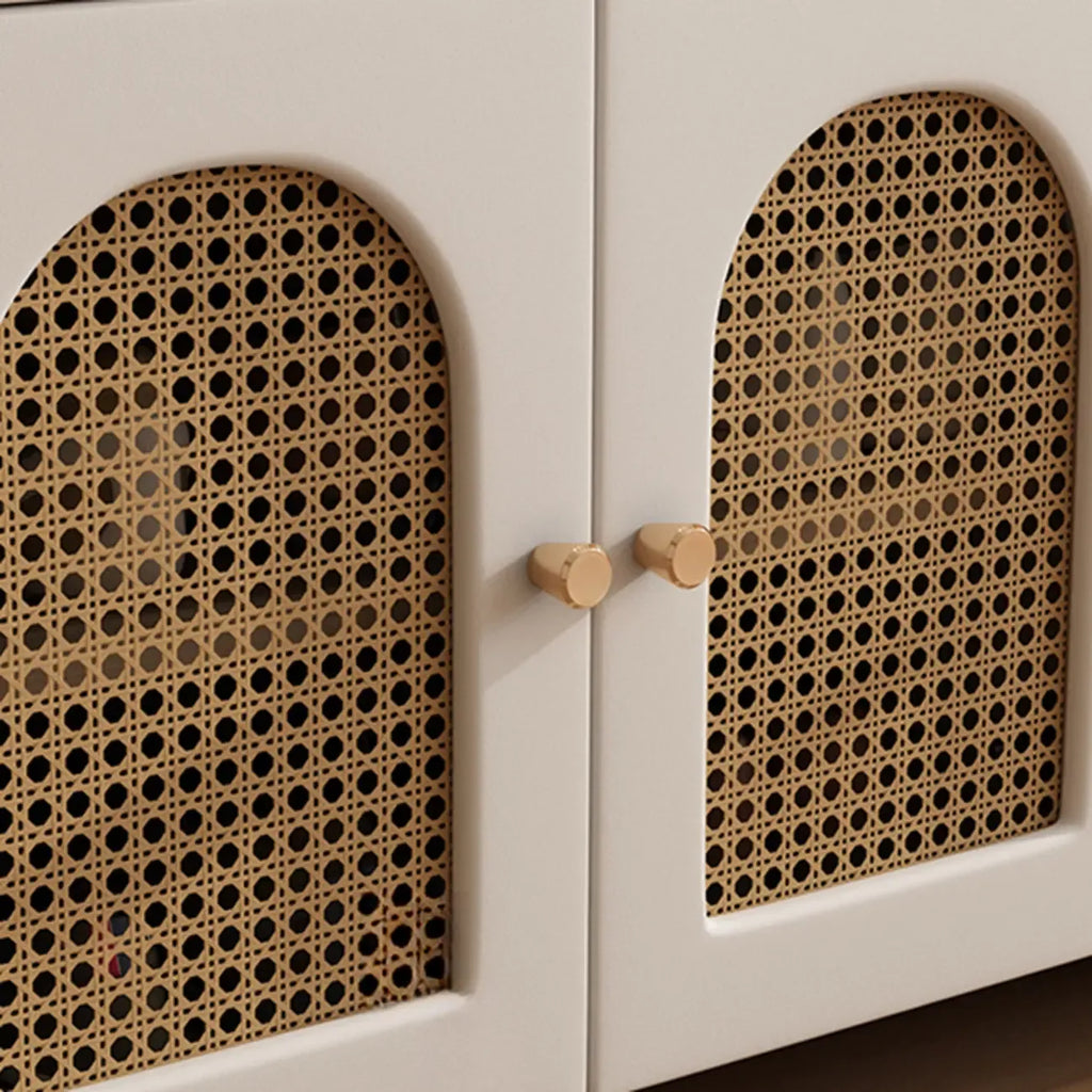 Banc d'entrée cubique en bois rembourré avec portes