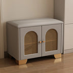 Banc d'entrée cubique en bois rembourré avec portes