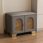 Banc d'entrée cubique en bois rembourré avec portes