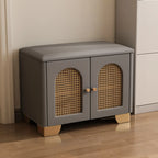 Banc d'entrée cubique en bois rembourré avec portes