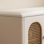 Banc d'entrée cubique en bois rembourré avec portes