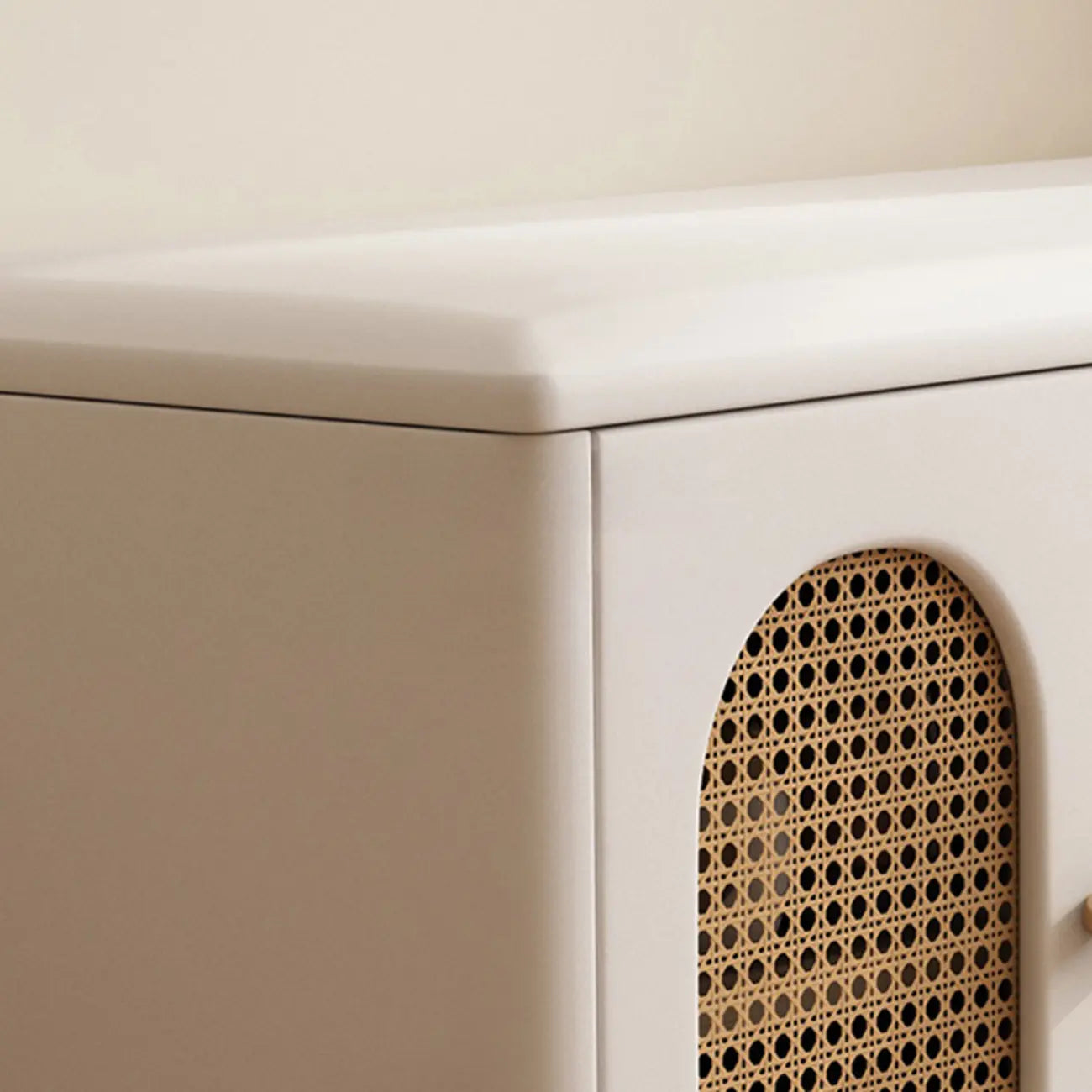 Banc d'entrée cubique en bois rembourré avec portes