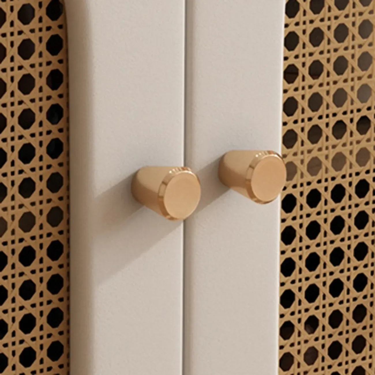 Banc d'entrée cubique en bois rembourré avec portes
