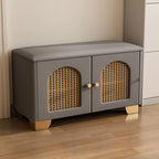Banc d'entrée cubique en bois rembourré avec portes