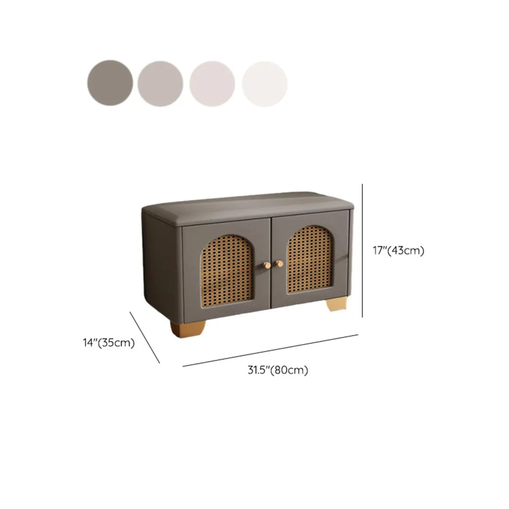 Banc d'entrée cubique en bois rembourré avec portes