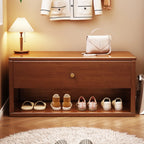 Banc d'entrée compact en noyer avec tiroir