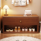 Banc d'entrée compact en noyer avec tiroir