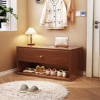 Banc d'entrée compact en noyer avec tiroir