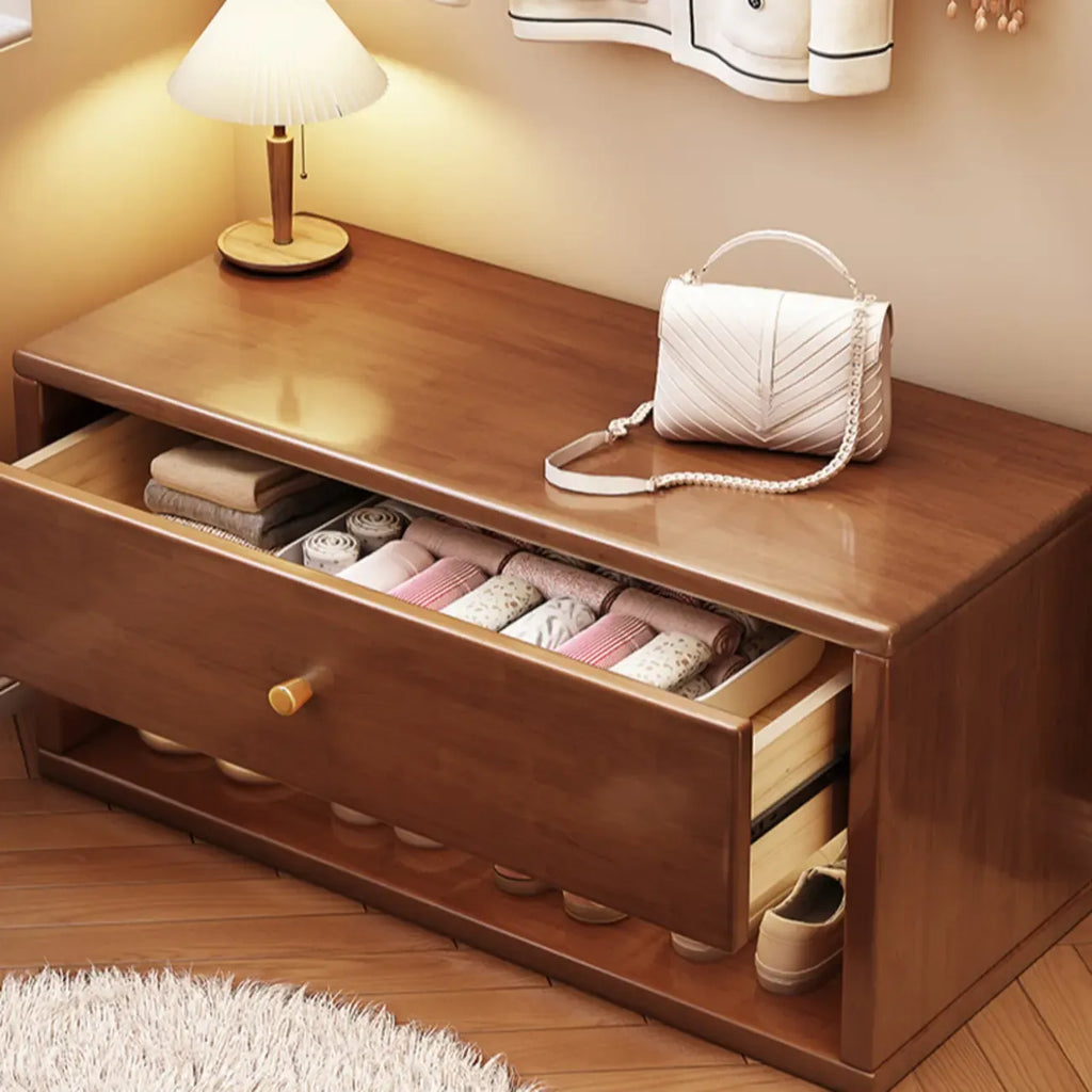 Banc d'entrée compact en noyer avec tiroir