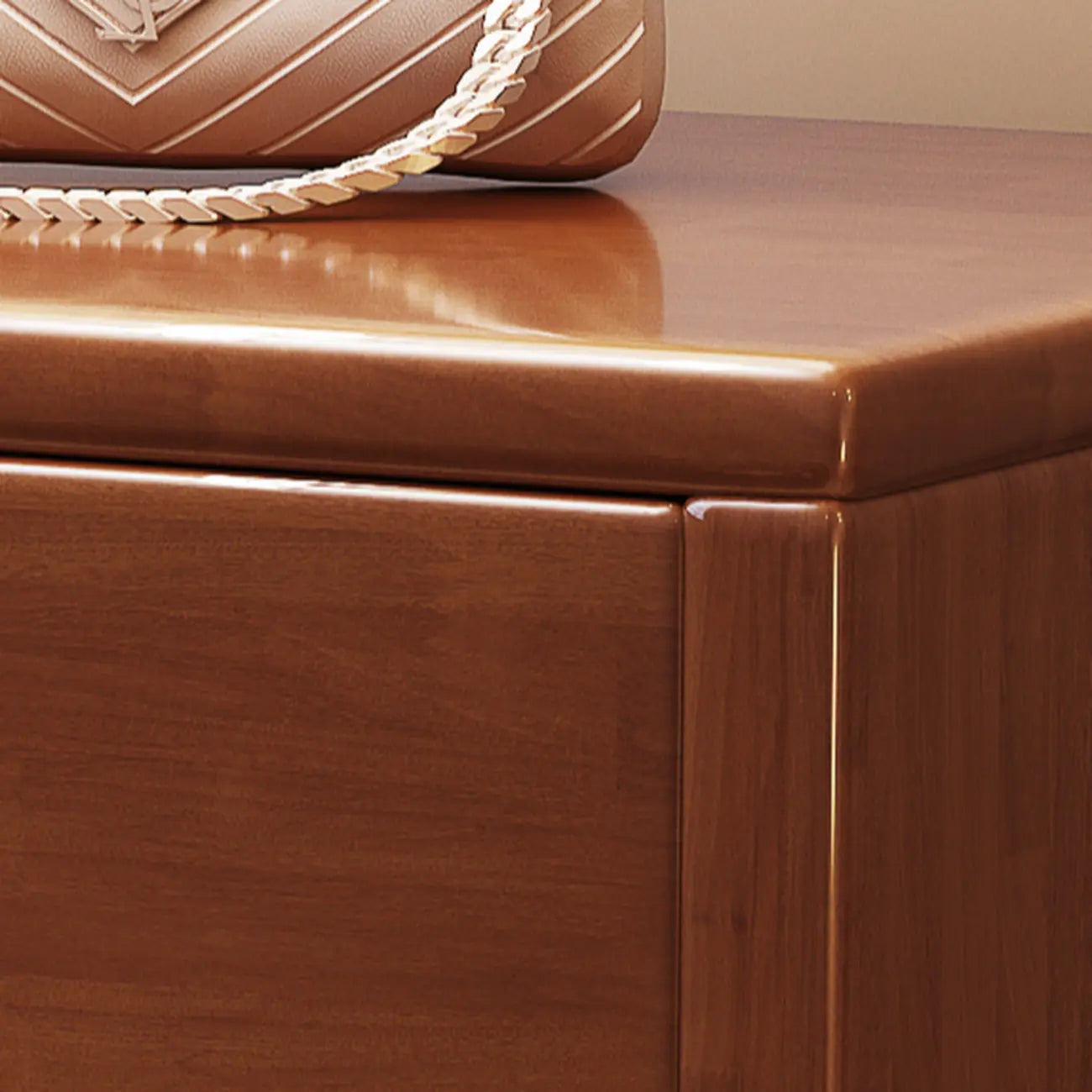 Banc d'entrée compact en noyer avec tiroir