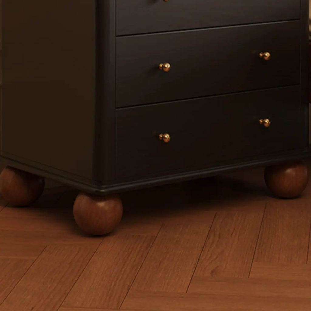 Table de chevet spacieuse à 3 tiroirs en bois noir avec rangement intégré