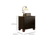 Table de chevet spacieuse à 3 tiroirs en bois noir avec rangement intégré