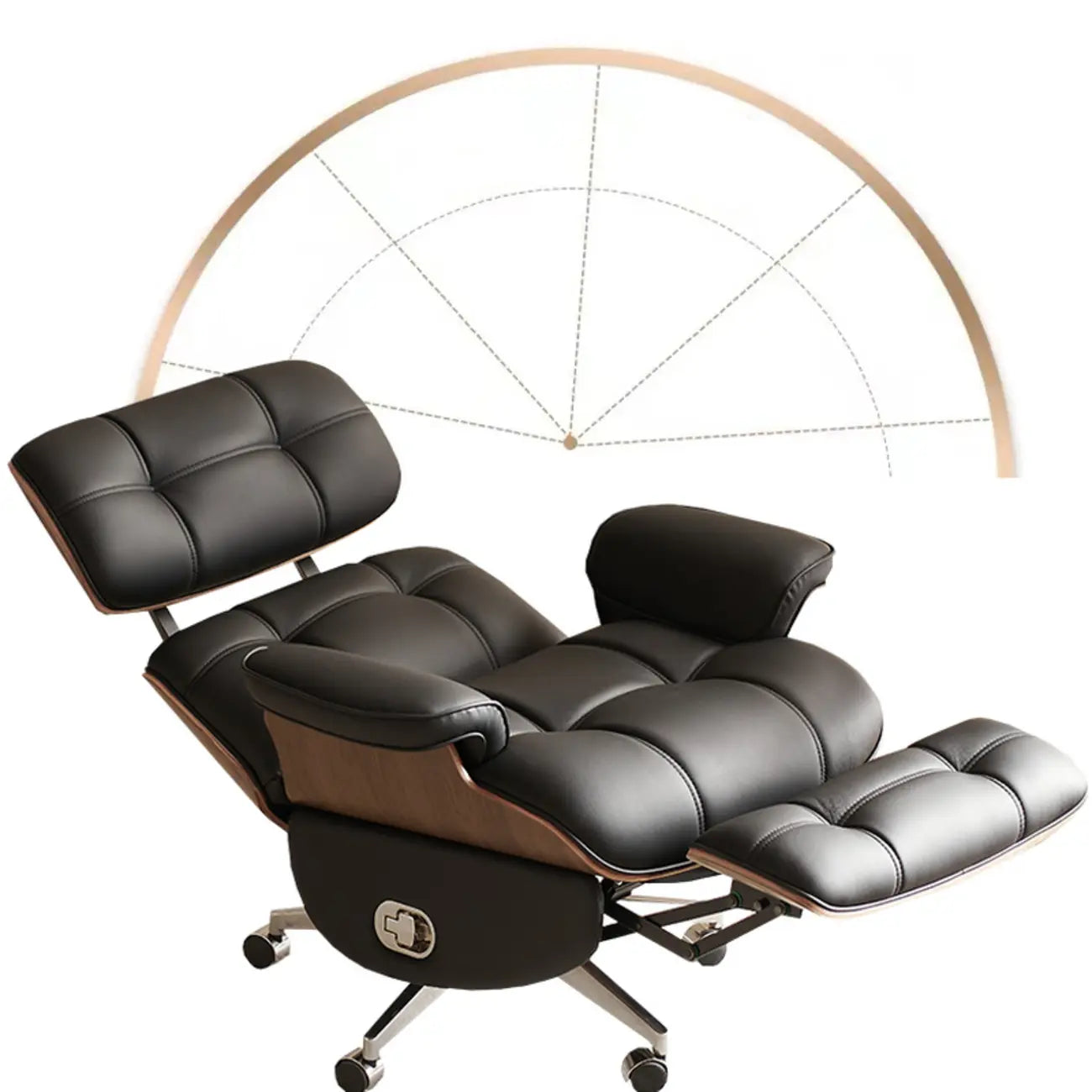 Fauteuil inclinable ergonomique pivotant en cuir marron capitonné avec massage
