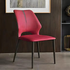 Chaise de salle à manger moderne sans accoudoirs, dossier ouvert, en similicuir.