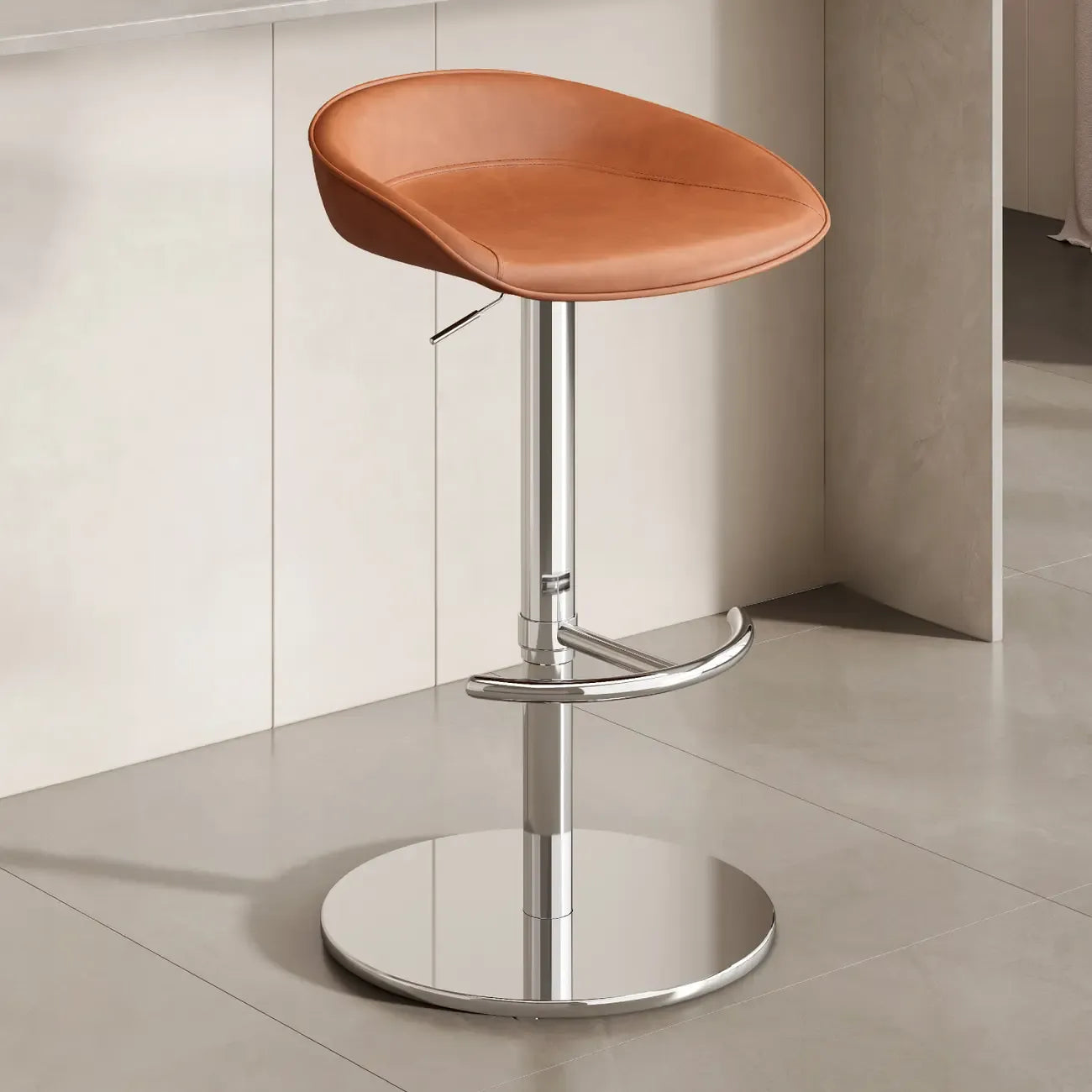 Tabourets de bar en cuir sur pied, style industriel moderne