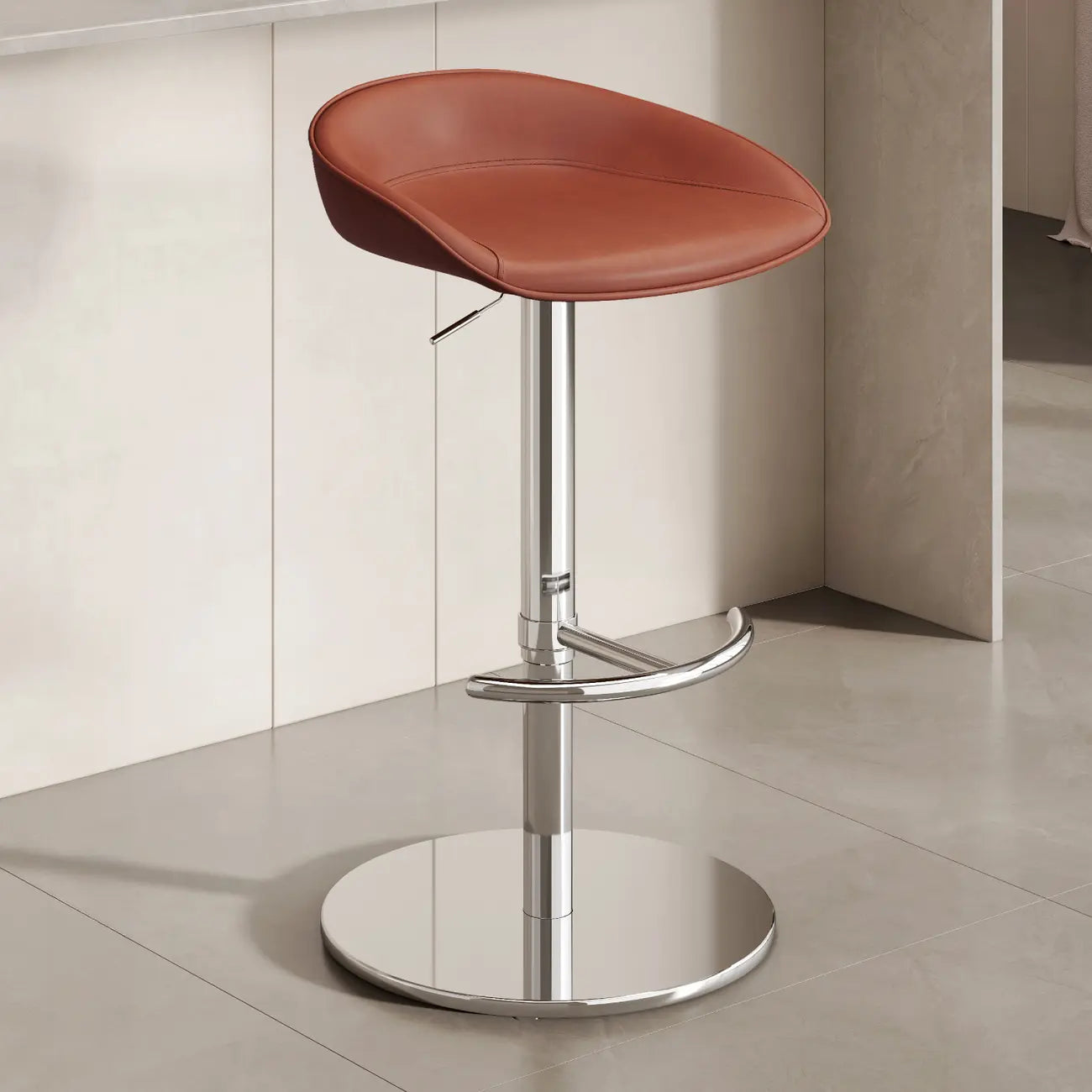 Tabourets de bar en cuir sur pied, style industriel moderne