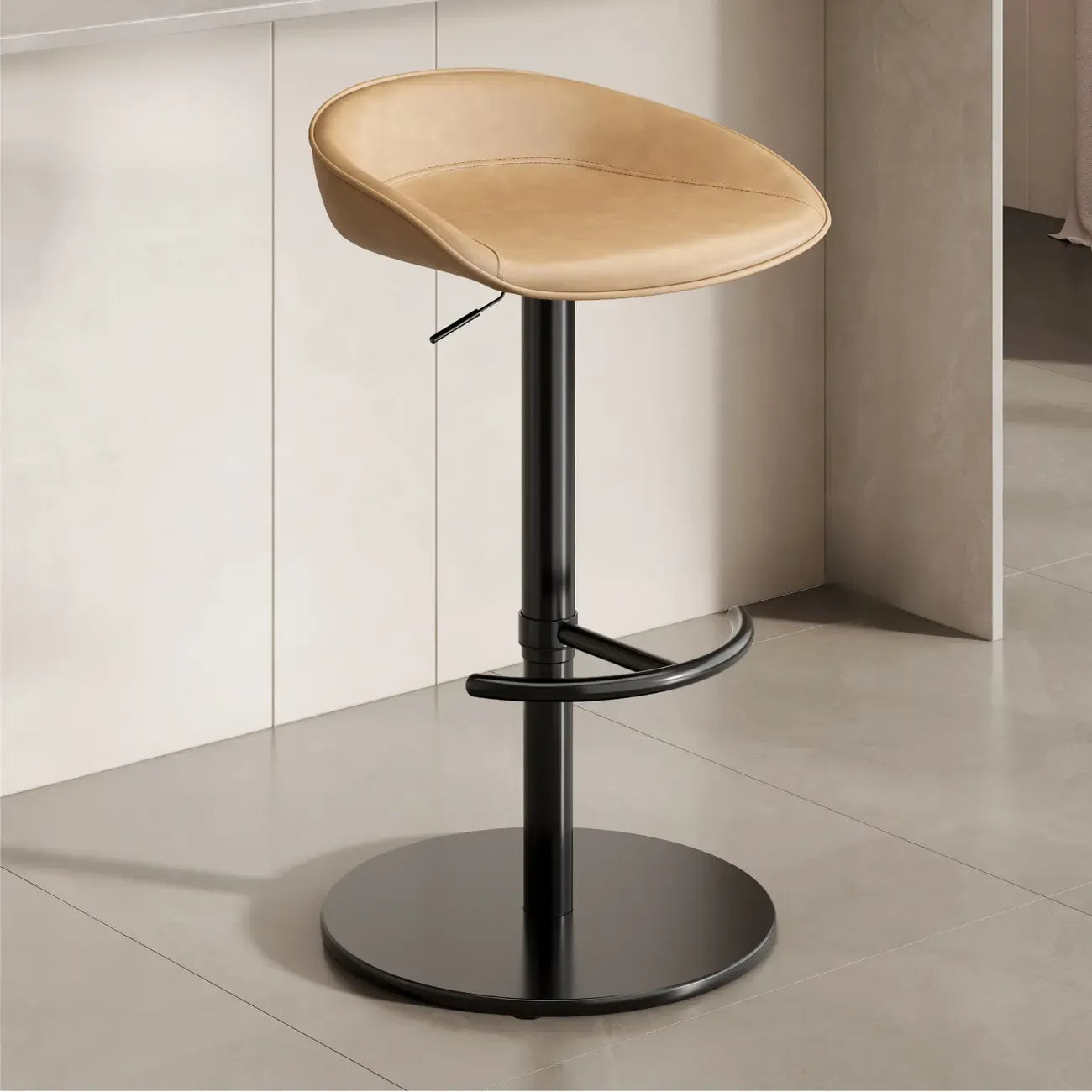 Tabourets de bar en cuir sur pied, style industriel moderne