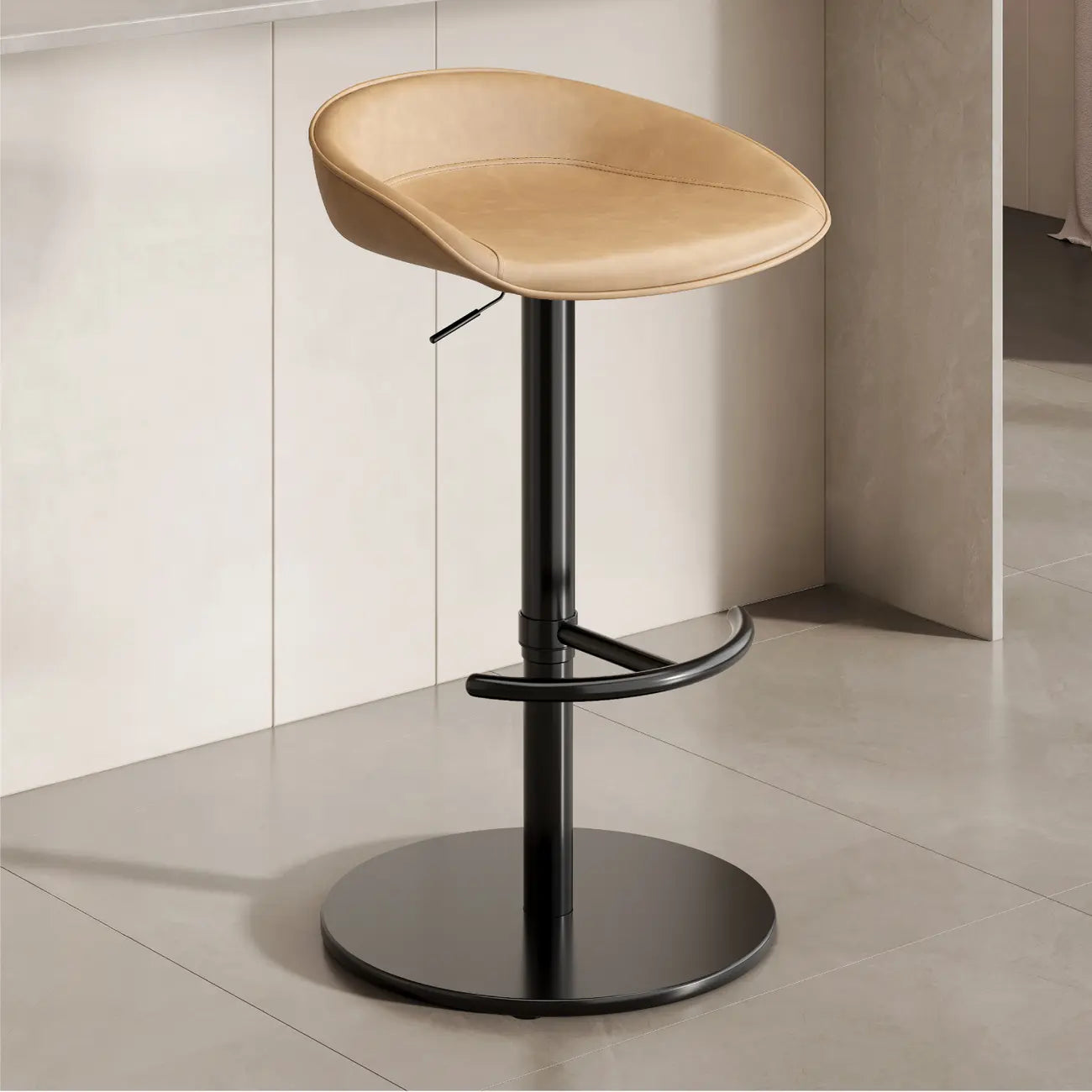 Tabourets de bar en cuir sur pied, style industriel moderne