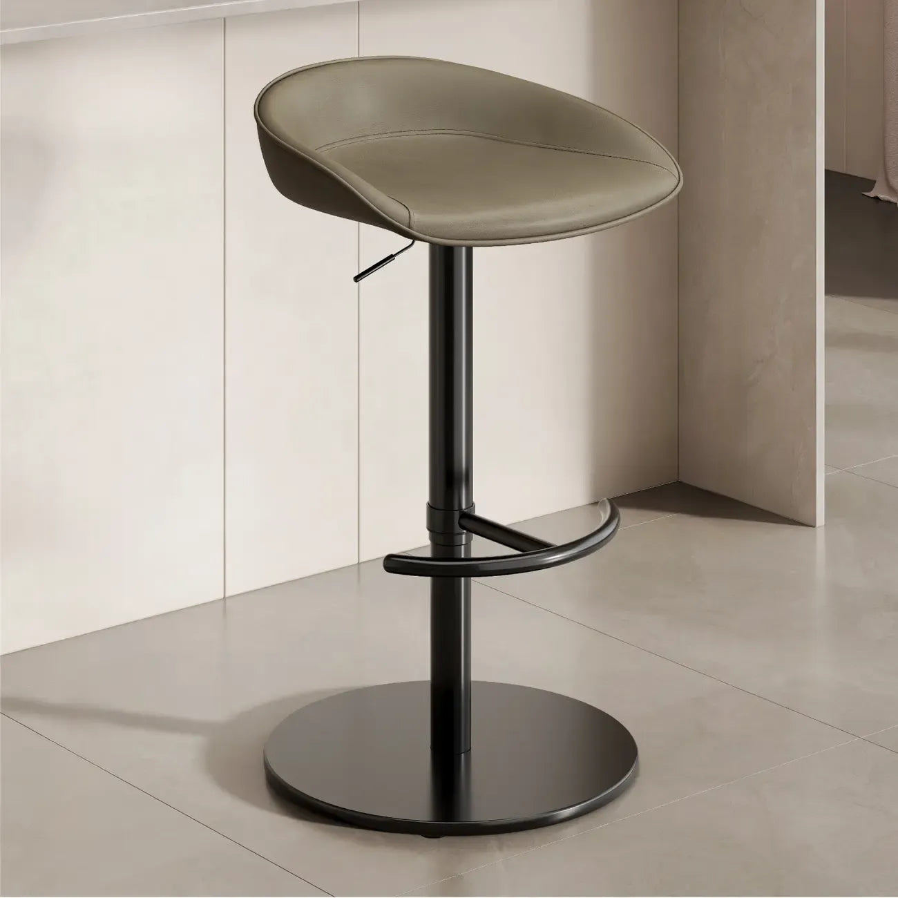 Tabourets de bar en cuir sur pied, style industriel moderne