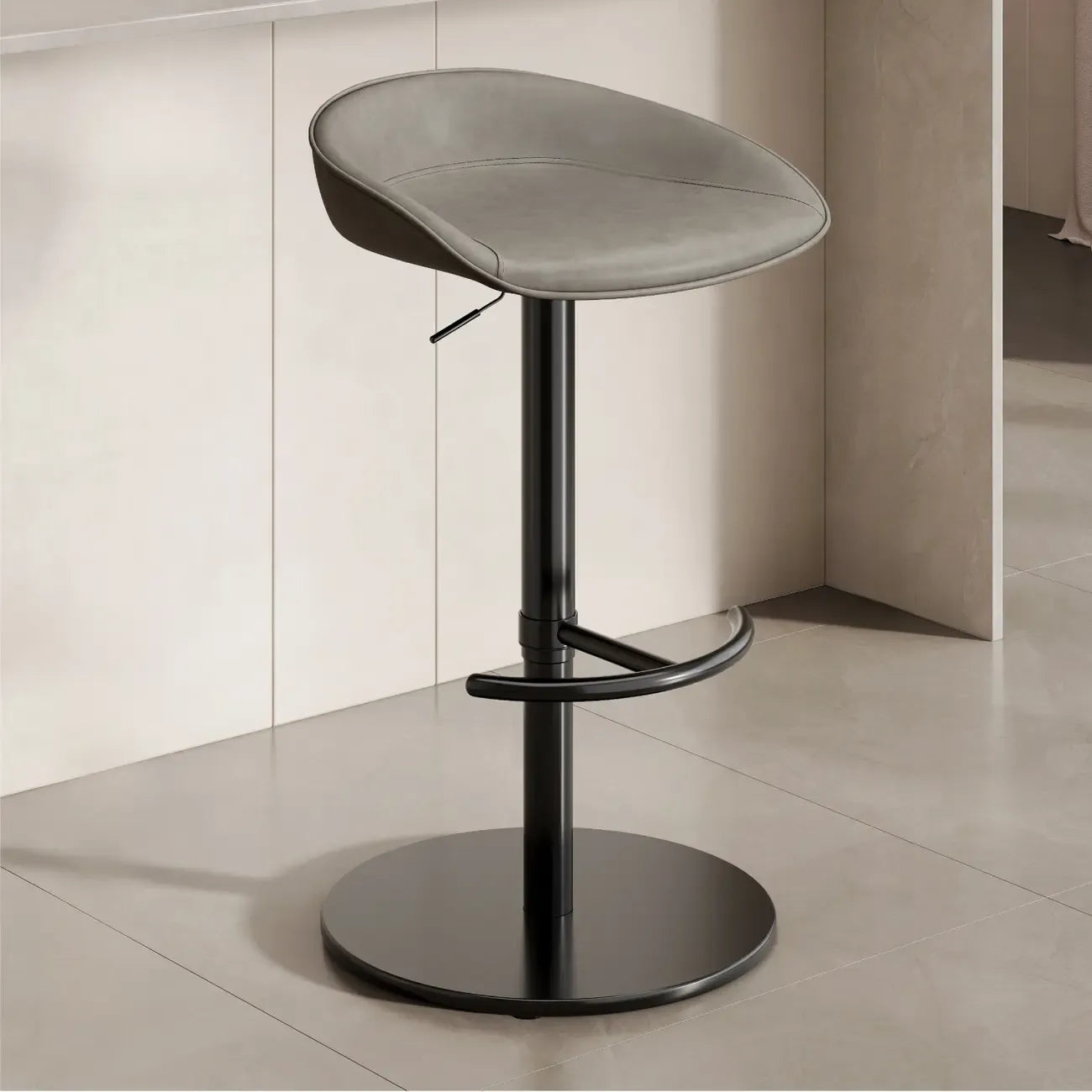 Tabourets de bar en cuir sur pied, style industriel moderne