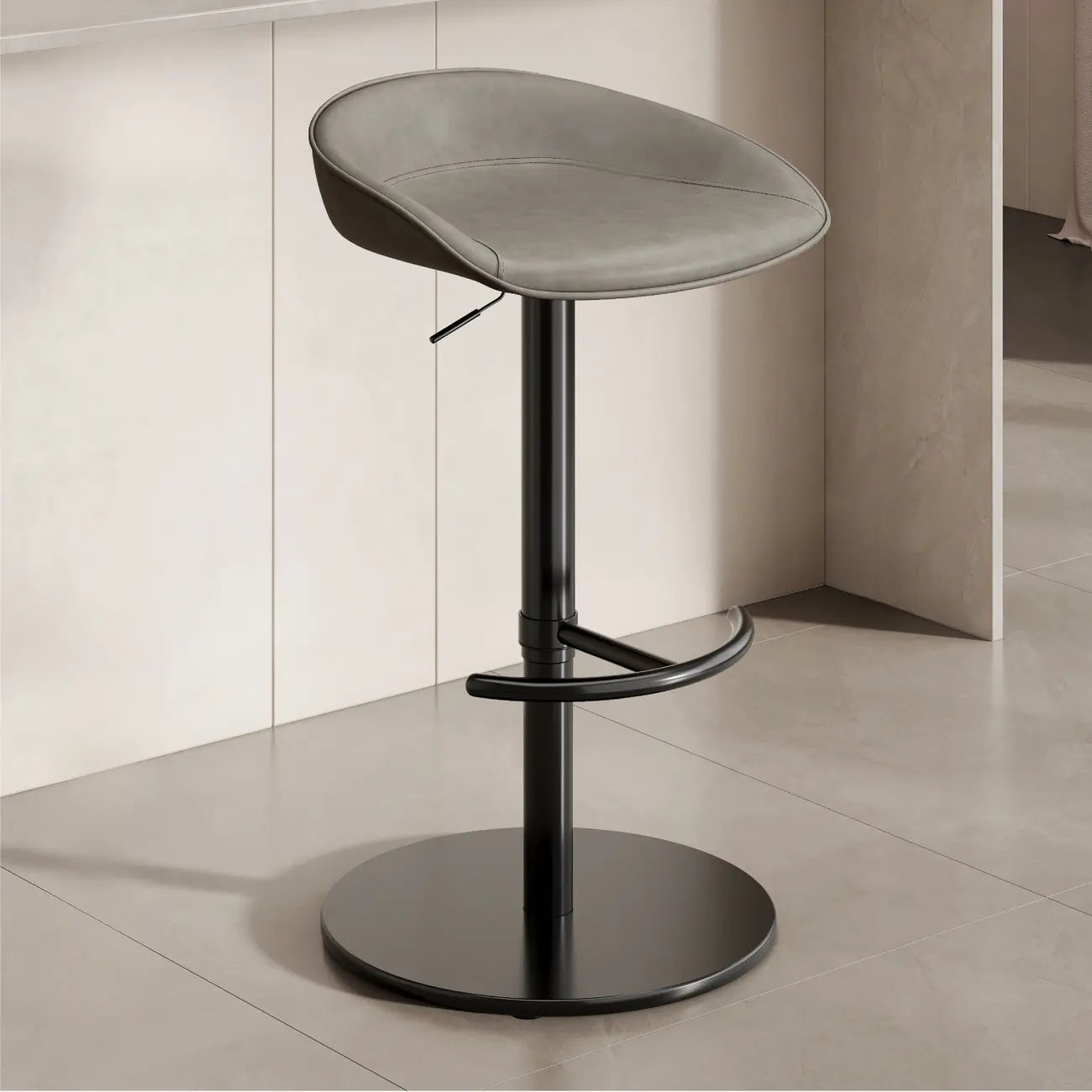 Tabourets de bar en cuir sur pied, style industriel moderne