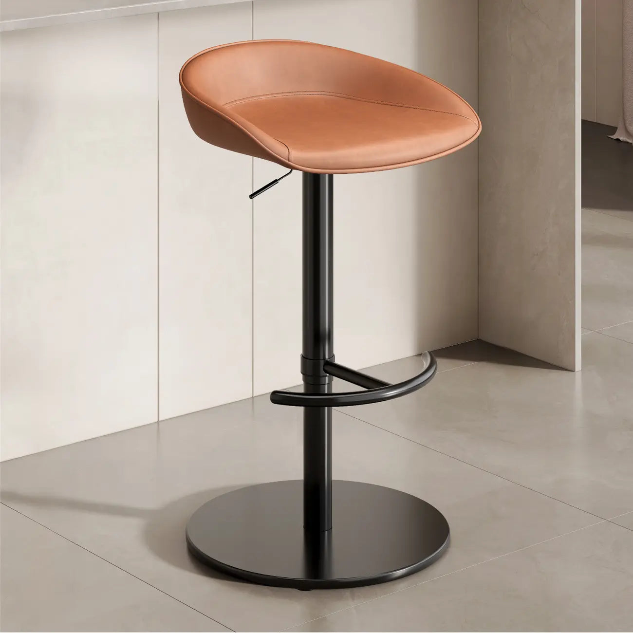 Tabourets de bar en cuir sur pied, style industriel moderne