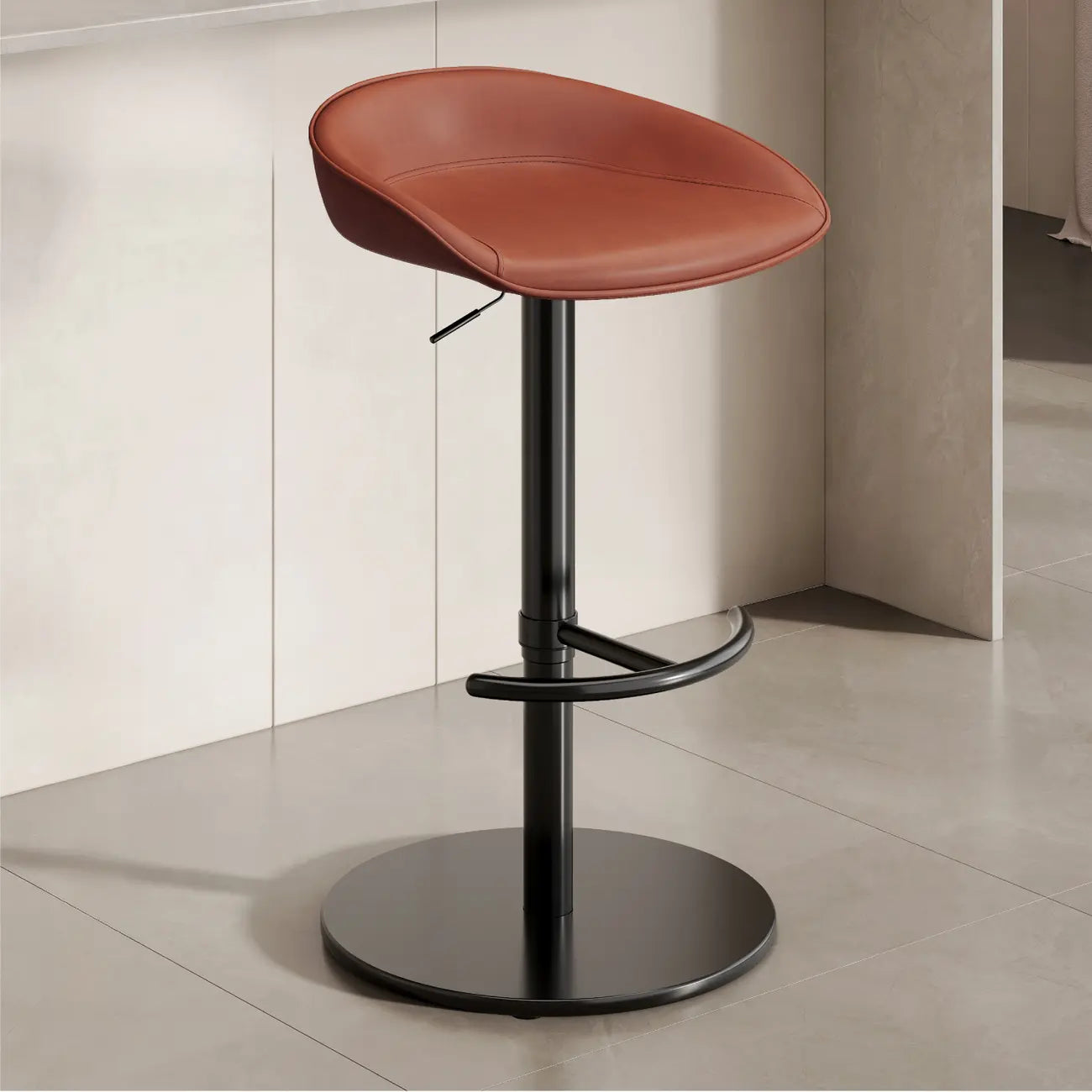Tabourets de bar en cuir sur pied, style industriel moderne