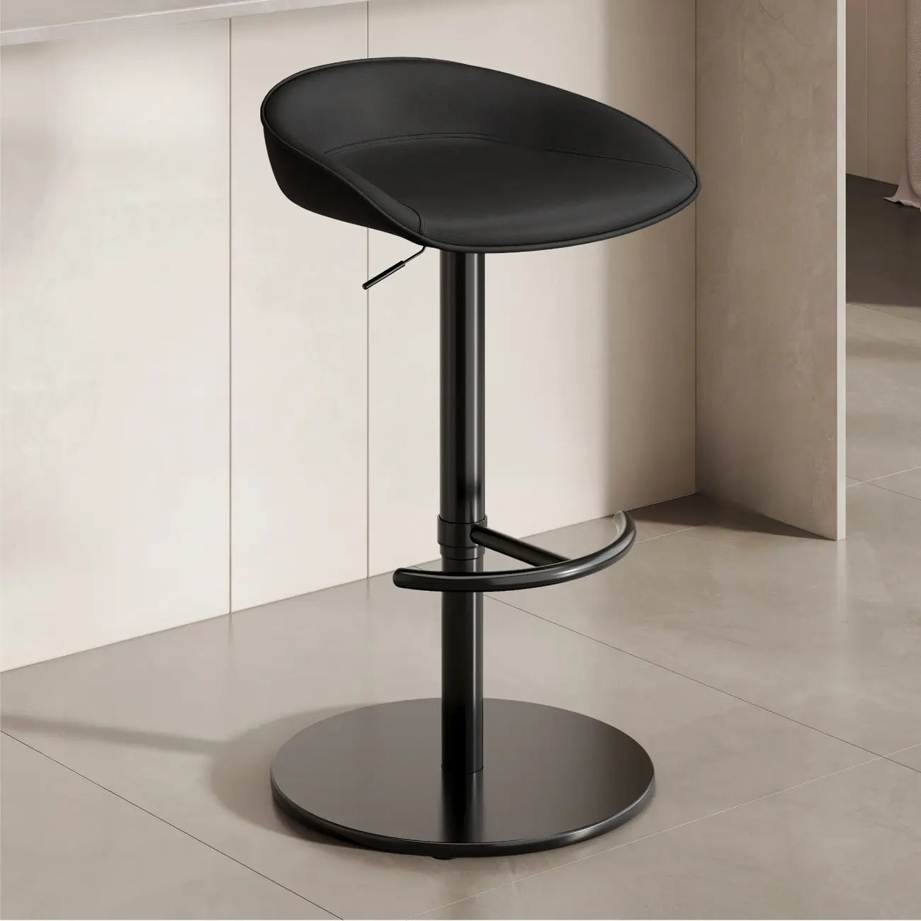 Tabourets de bar en cuir sur pied, style industriel moderne