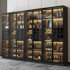 Armoire à vin autoportante en bois noir avec porte vitrée