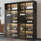 Armoire à vin autoportante en bois noir avec porte vitrée