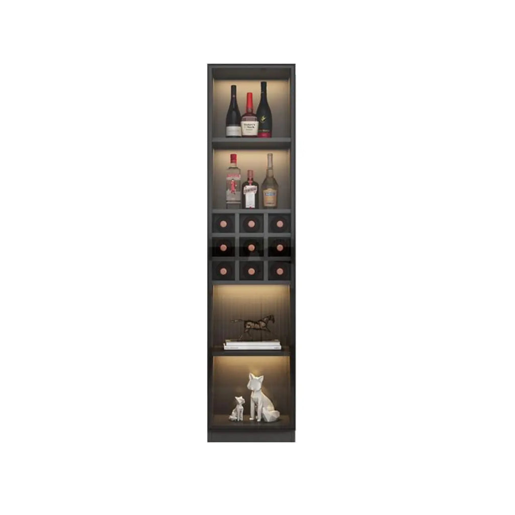 Armoire à vin autoportante en bois noir avec porte vitrée