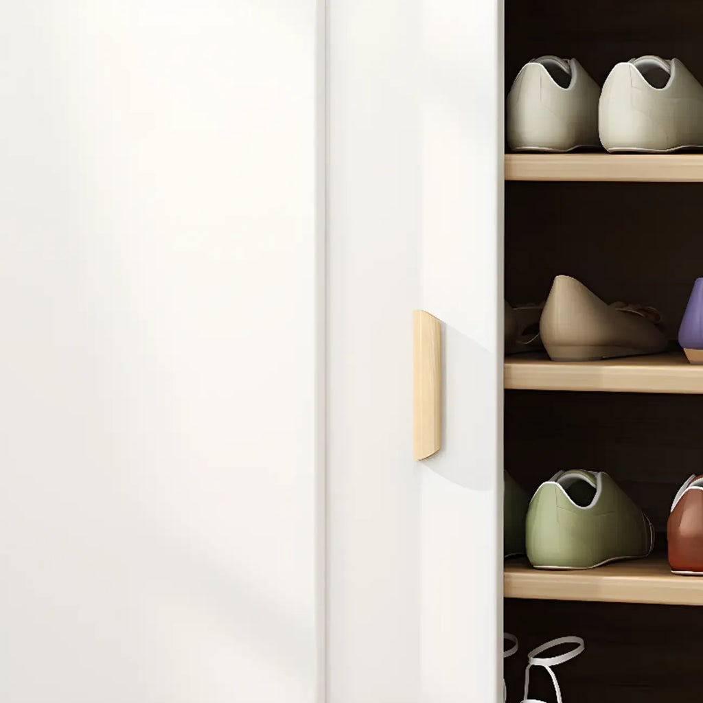 Meuble à chaussures indépendant et spacieux à six niveaux avec porte coulissante en bois