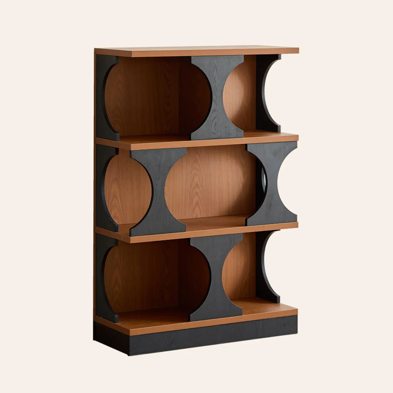 Libreria moderna geometrica a 3 ripiani rettangolare in legno nera