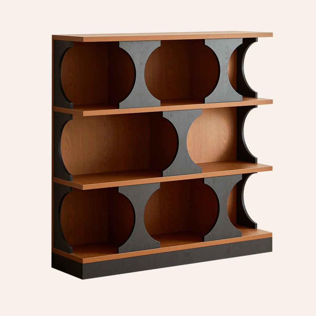 Libreria moderna geometrica a 3 ripiani rettangolare in legno nera