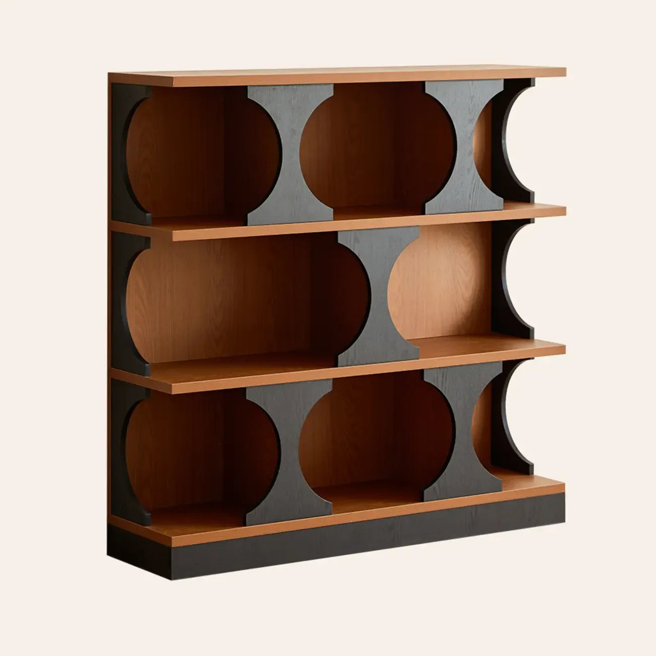 Libreria moderna geometrica a 3 ripiani rettangolare in legno nera