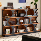 Libreria moderna geometrica a 3 ripiani rettangolare in legno nera