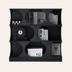 Libreria moderna geometrica a 3 ripiani rettangolare in legno nera
