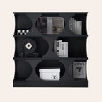 Libreria moderna geometrica a 3 ripiani rettangolare in legno nera