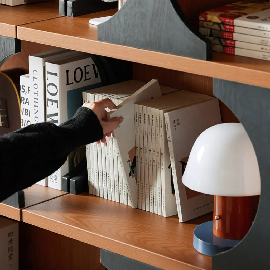 Libreria moderna geometrica a 3 ripiani rettangolare in legno nera