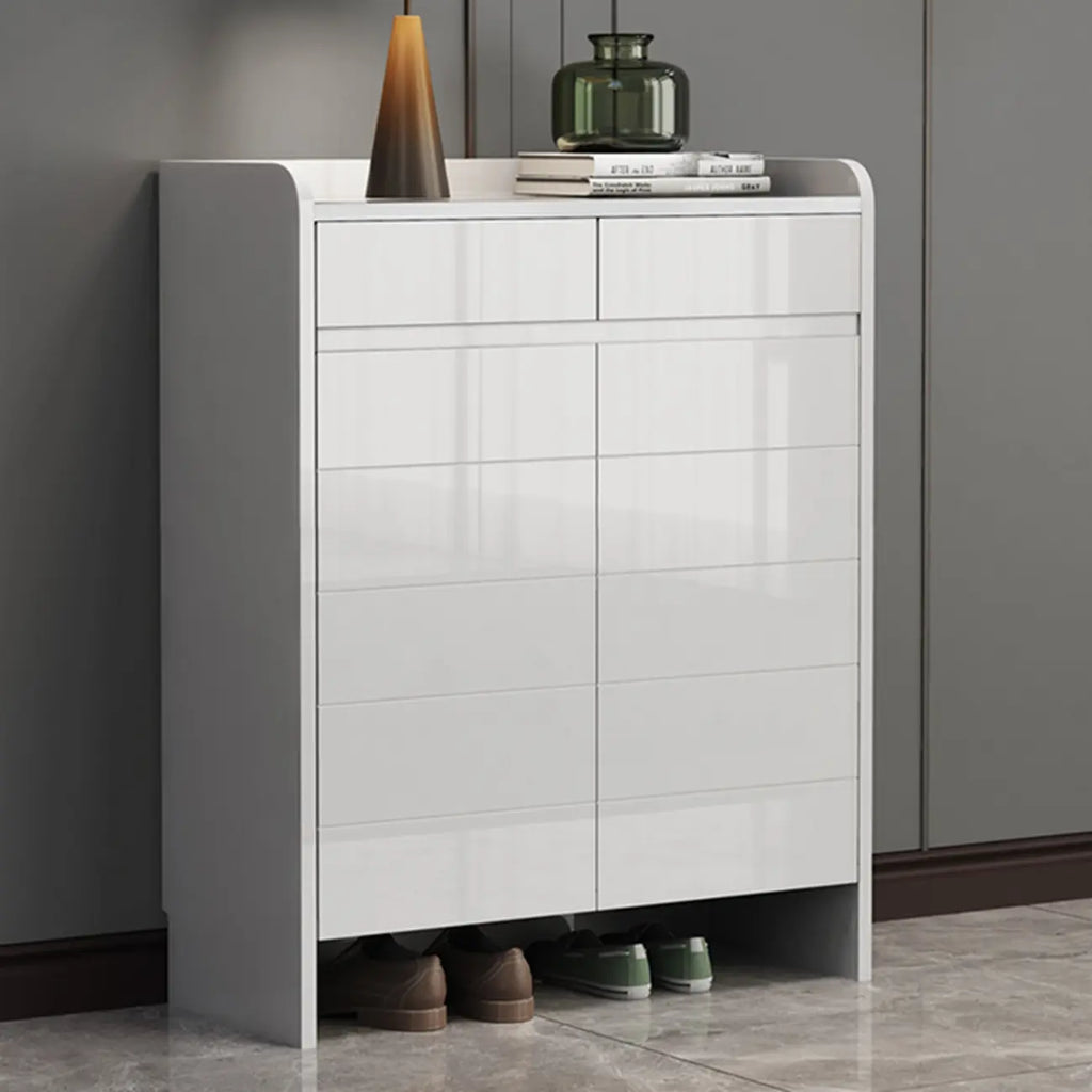 Meuble à chaussures robuste et moderne en faux bois blanc avec tiroirs