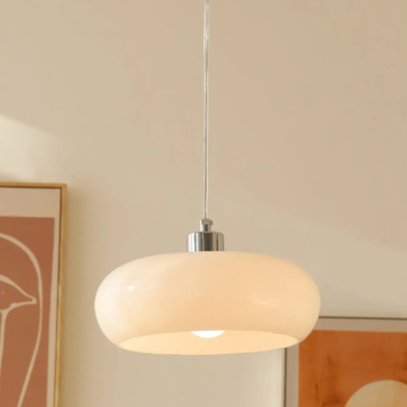 Suspension de cuisine moderne en verre argenté à géométrie moderne