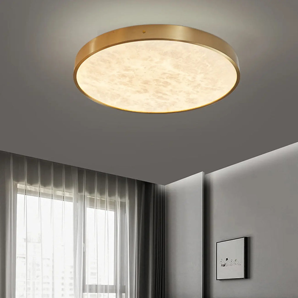 Plafonnier encastré à LED en forme de cercle de pierre dorée