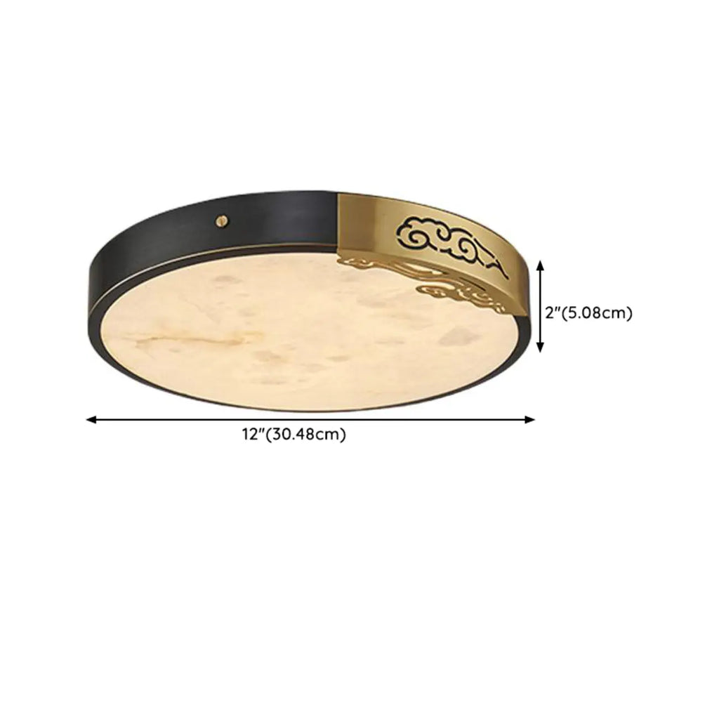 Plafonnier encastré à LED en forme de cercle de pierre dorée